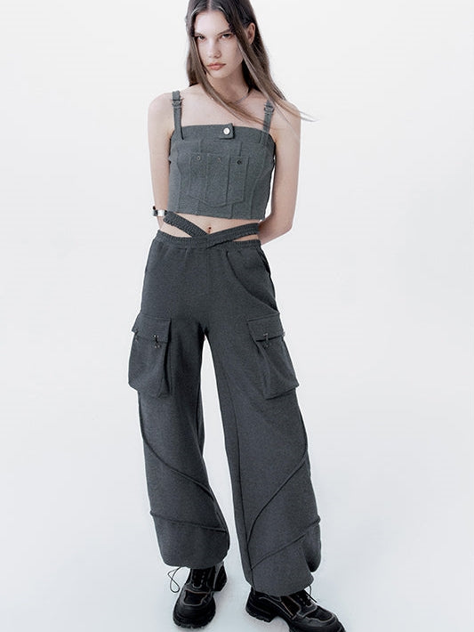 Gilet de poche tridimensionnel et pantalon décontracté