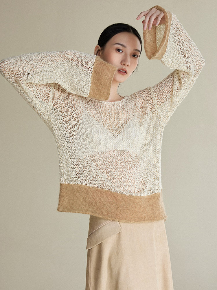 Belly Yarn Stitching Mohair Loose Sweater