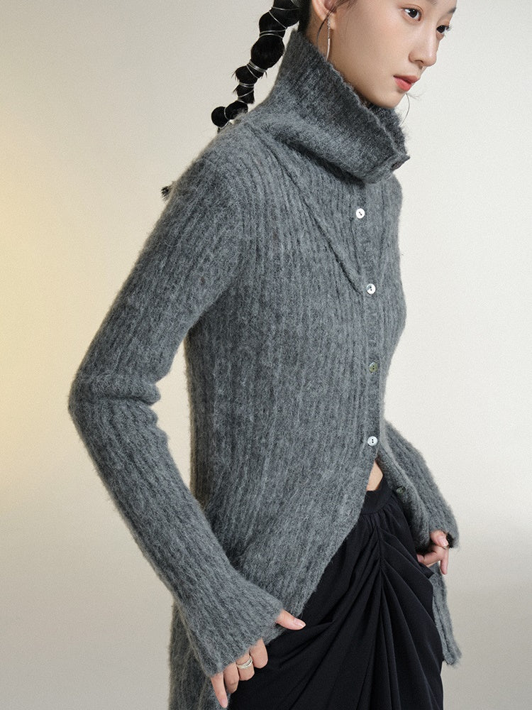 Cardigan en tricot de revers laineux