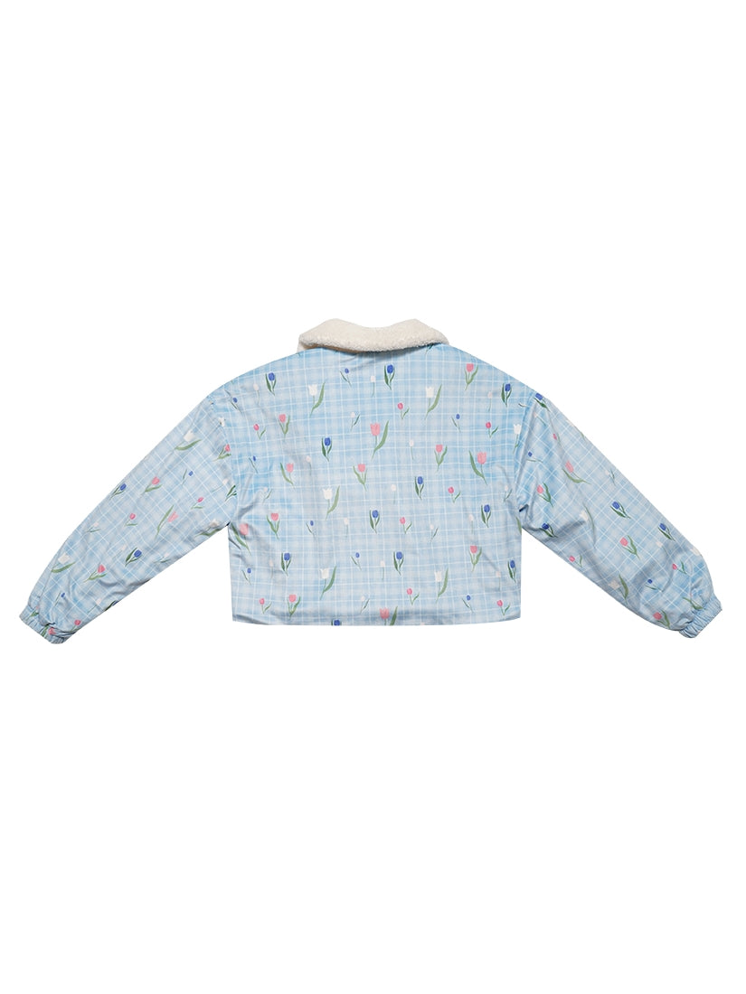 Tulip Ribbon Cute Sweet Boa Blouson