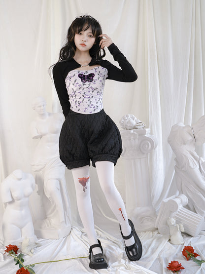 Cute High-waist Quilting Balloon Short-pants