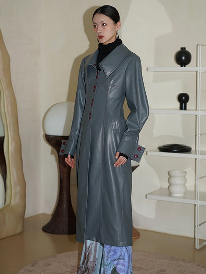 FURLAR SLIM LEATHER LONG COAT