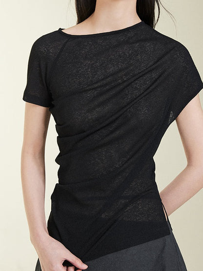 Pleated asymmetrical t-shirt