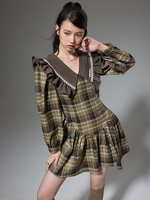 Plaid Doll Collar Dress