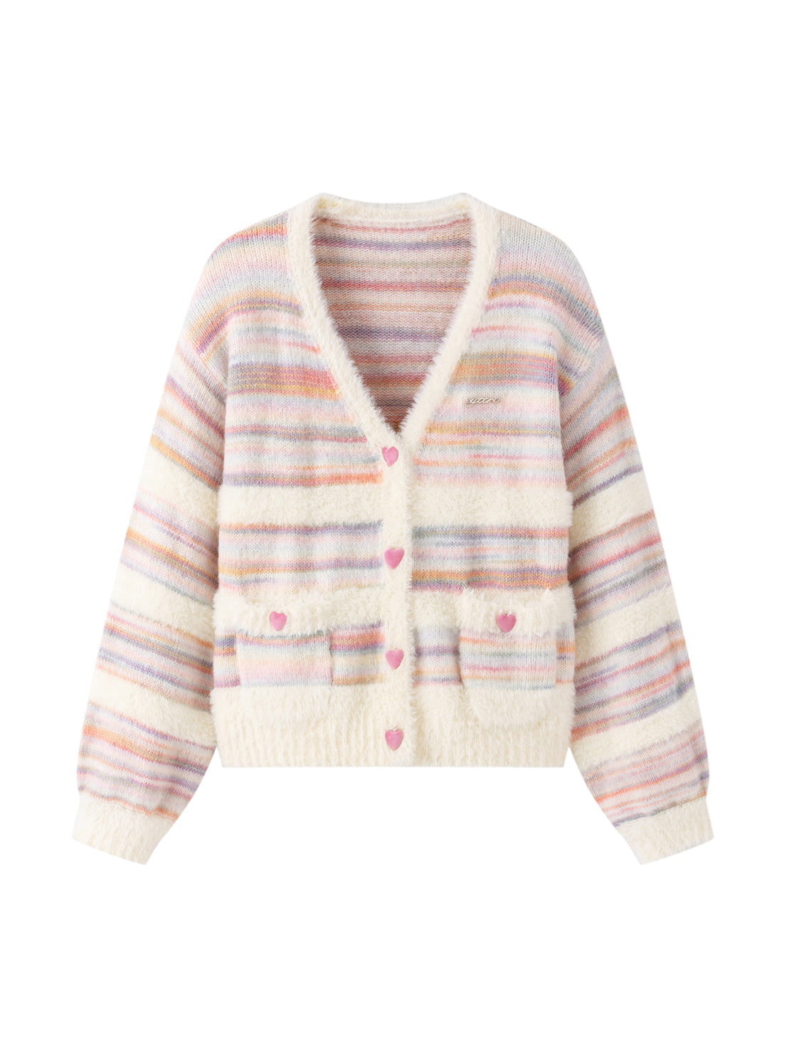 RAINBOW LOOSE V-NECK STRIPED CARDIGAN