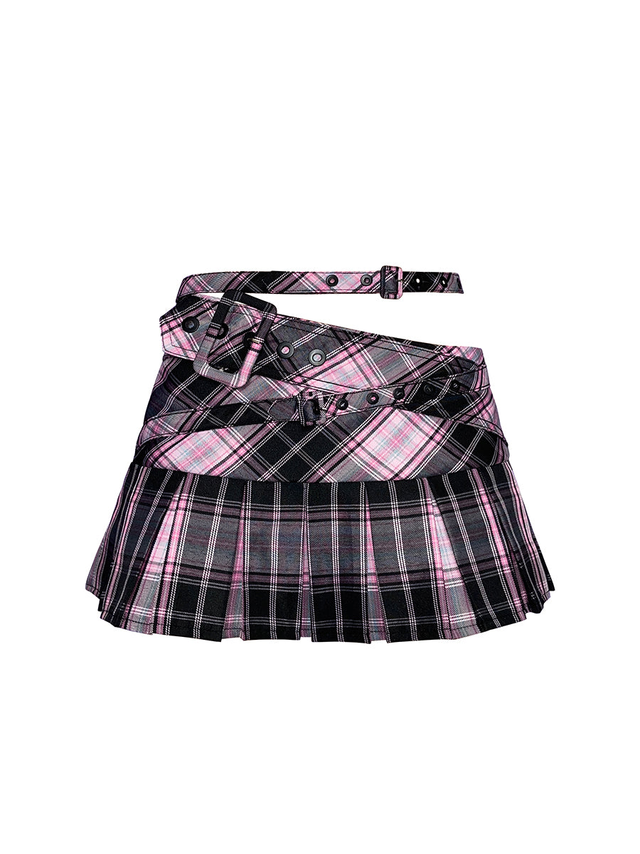 Plaid PLEATS CASUAL CALLEGE-STYLE NICHI SKIRT