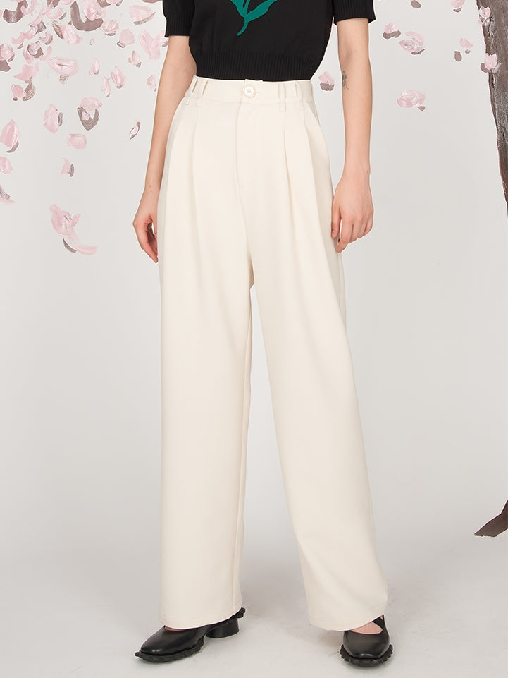 High-waisted Loose Straight Trousers