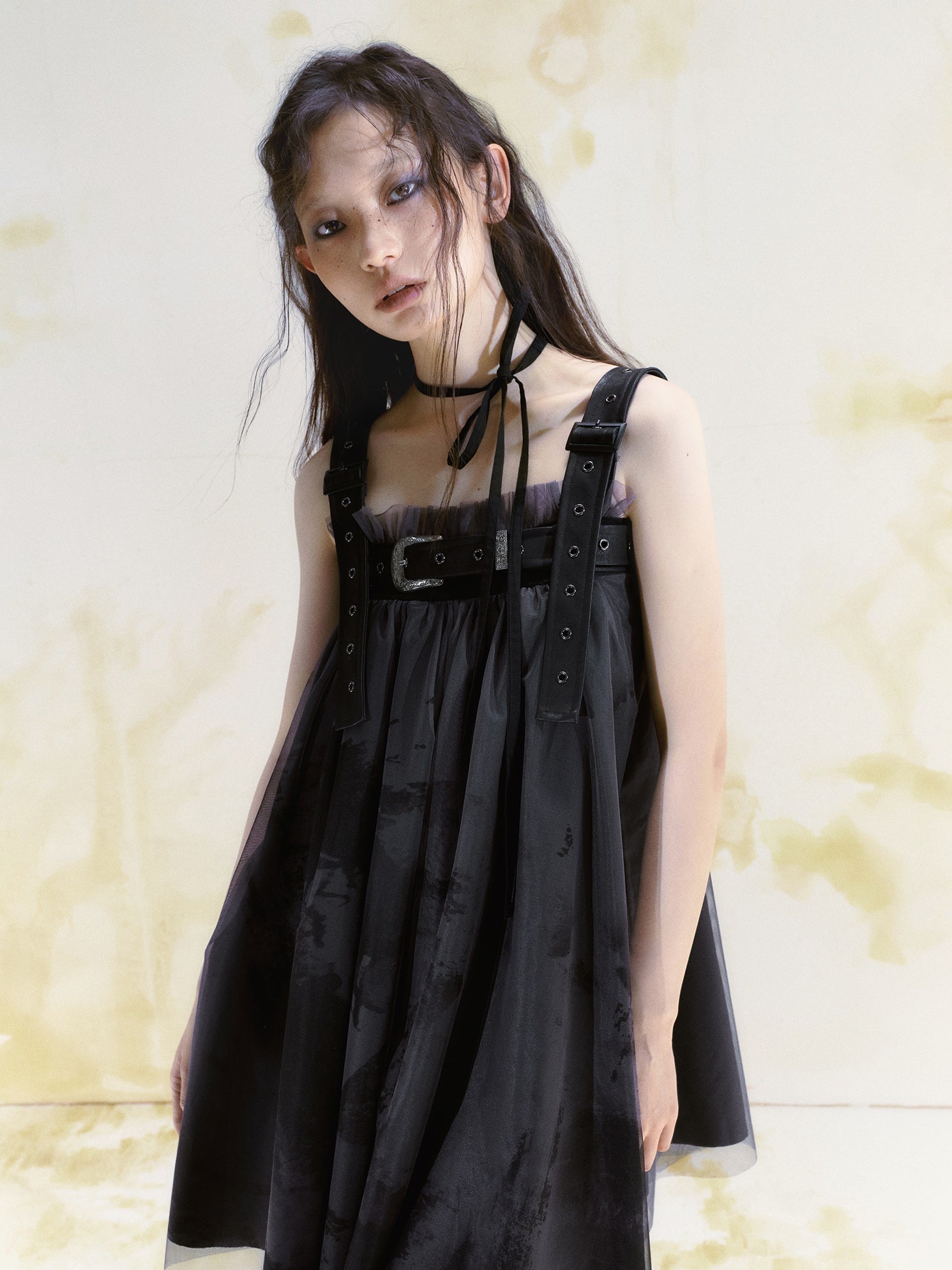 Belt Graffiti Suspender Dress