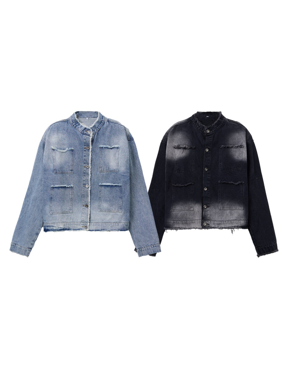 Raw Edge Design Casual Denim Jacket