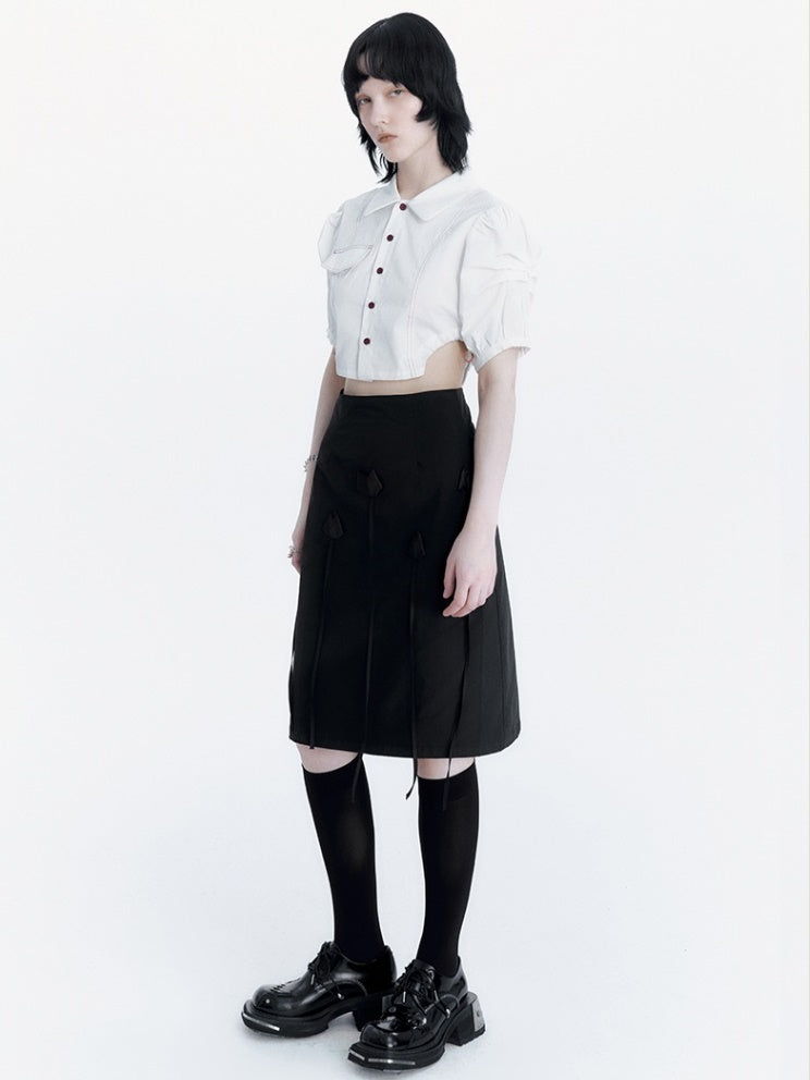 Tulip Stitch High Waist A-line Skirt