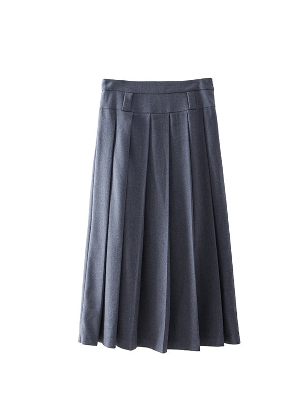 A-line high waist pleated skirt