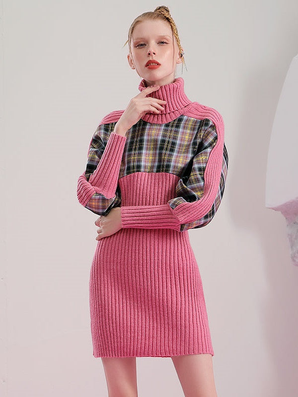 Stitching Slim Knitted Dress