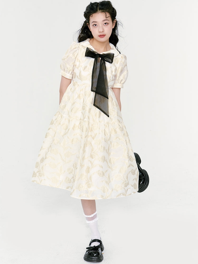 Tulip Jacquard Doll Collar Dress