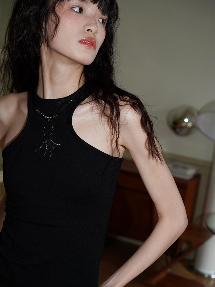 Embroidery Hollow Burnt Sleeveless Tank Top