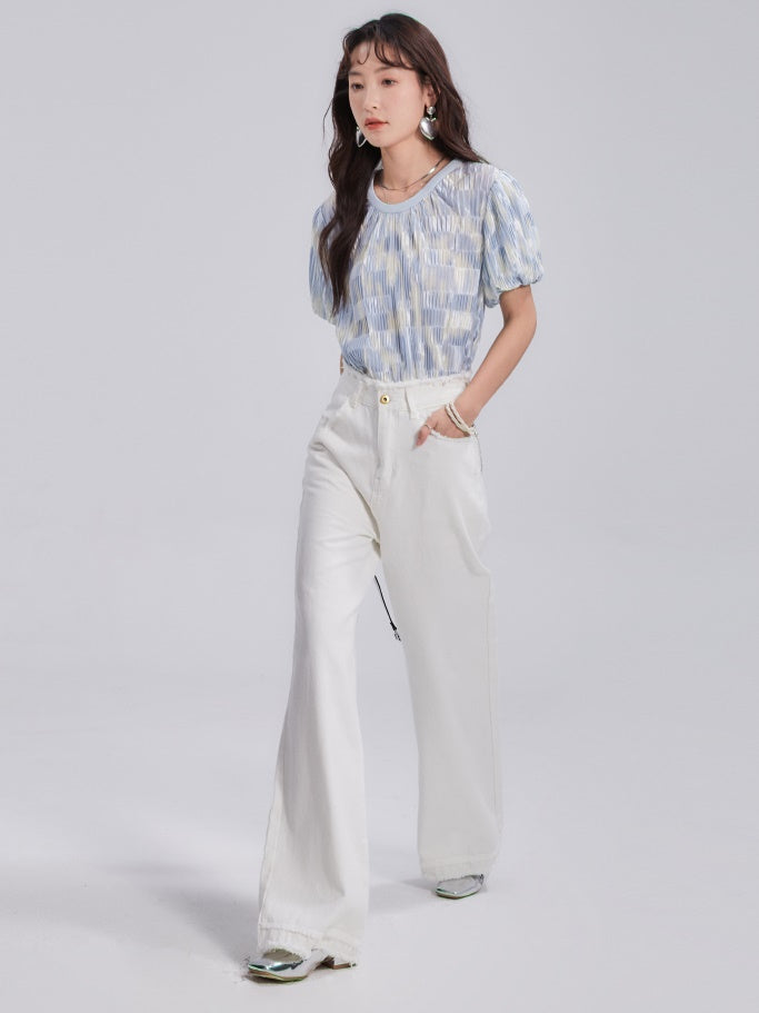 Raw Edge Design Loose Wide-leg Jeans