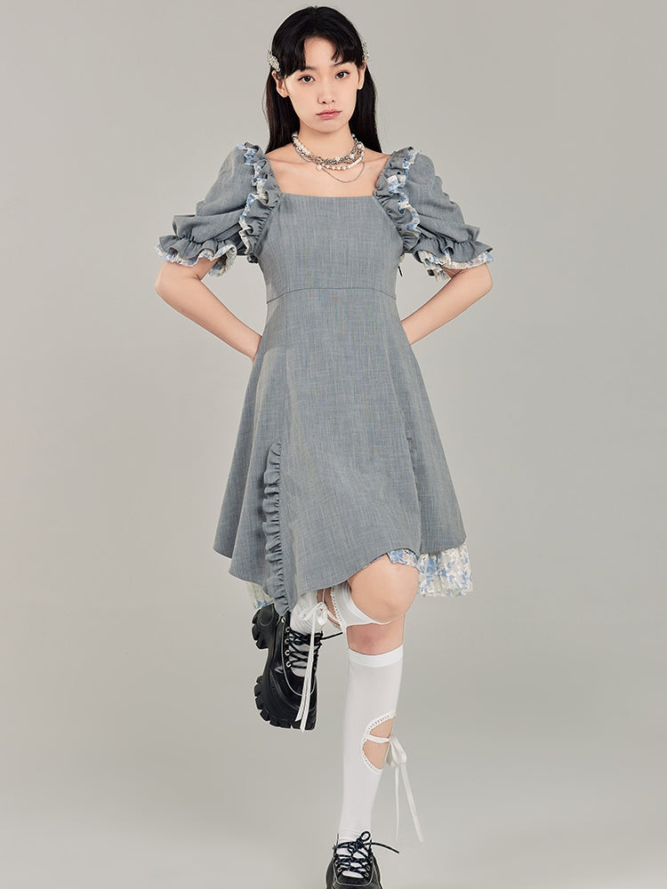 Square Neck Puff Sleeve Dress