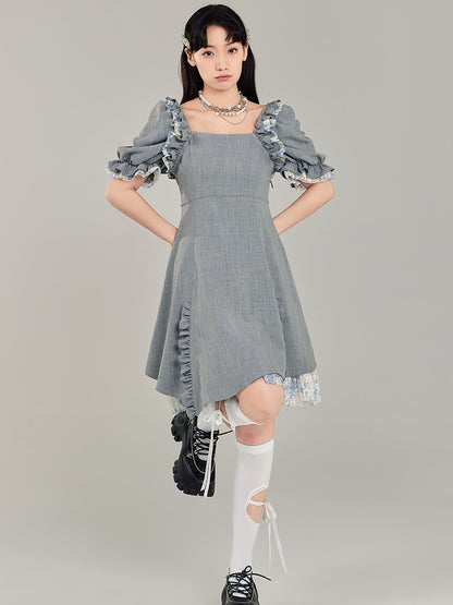 Square Neck Puff Sleeve Dress