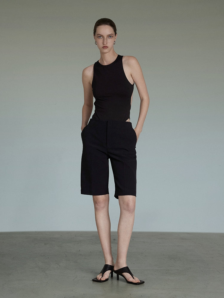 Black Sleeveless All-in-one