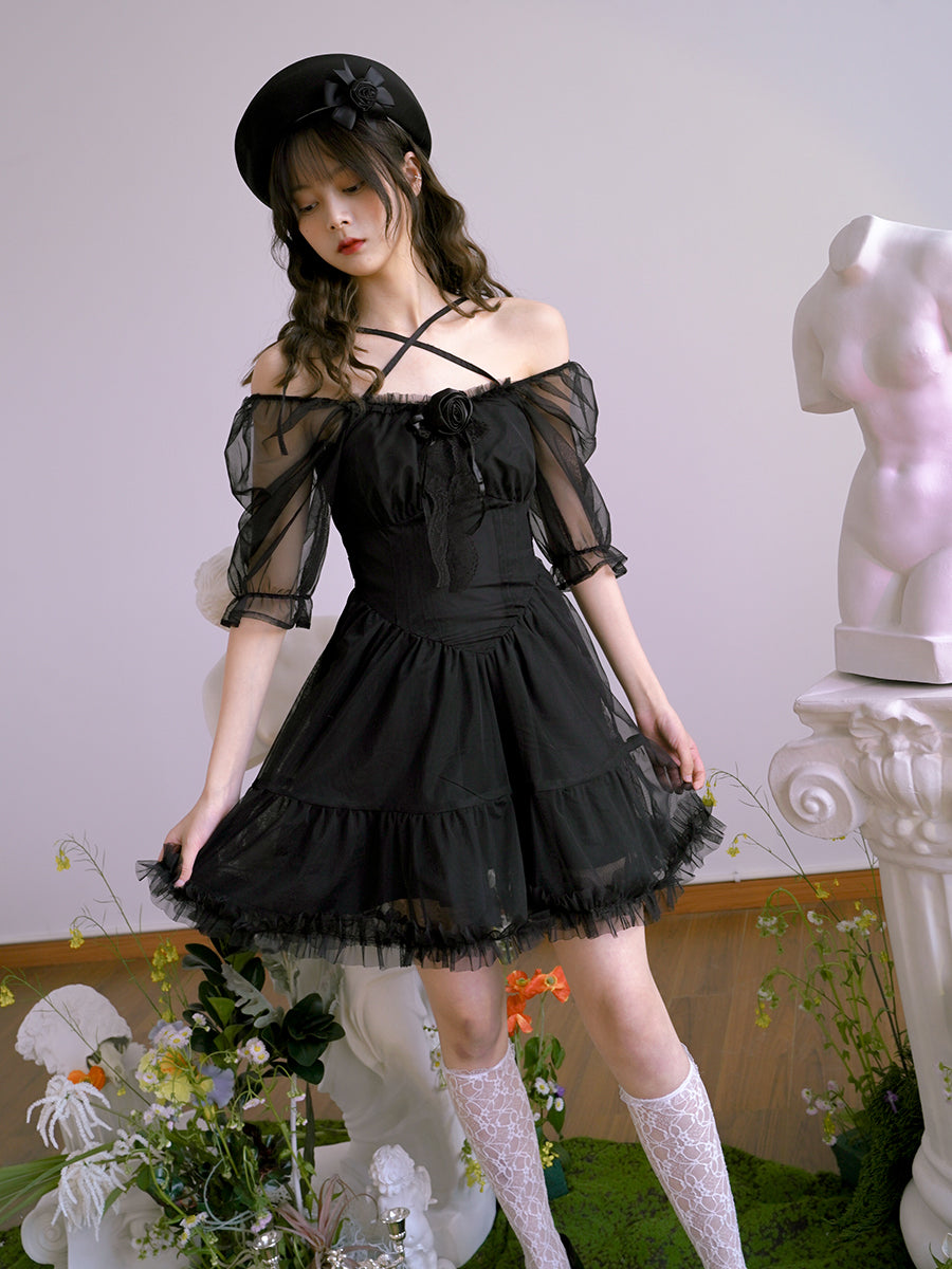 Bloße flauschige Tull Gothic lolita ein Stück