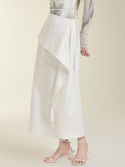 Oblique Waist Loose-leaf Cocoon Skirt