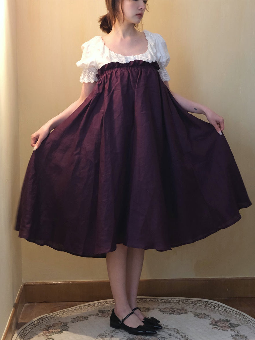 High Waist Long Gather Skirt