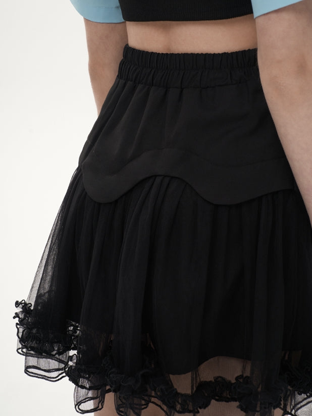 MESH LACE A-LINE SHORT SKIRT