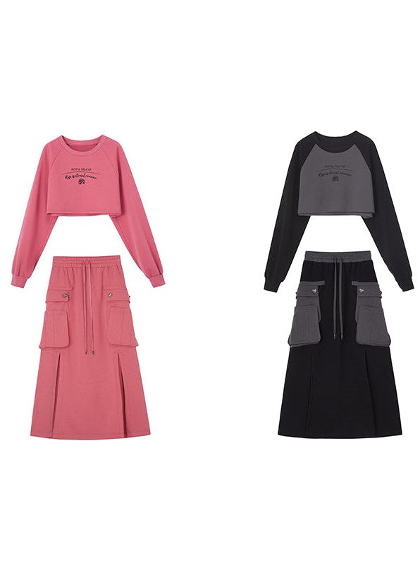 Short Sweat &amp; Long Skirt Set-Up