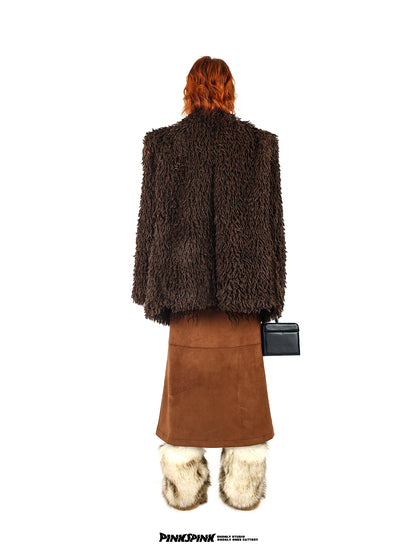 Boa Fluffy longue veste sur-taille