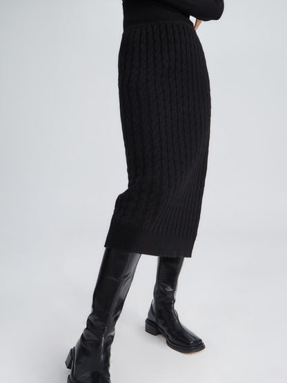 Wool High Waist Knitted Skirt