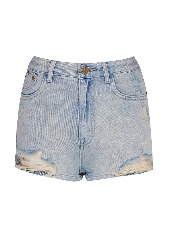 Washed Ripped Denim Shorts Pants