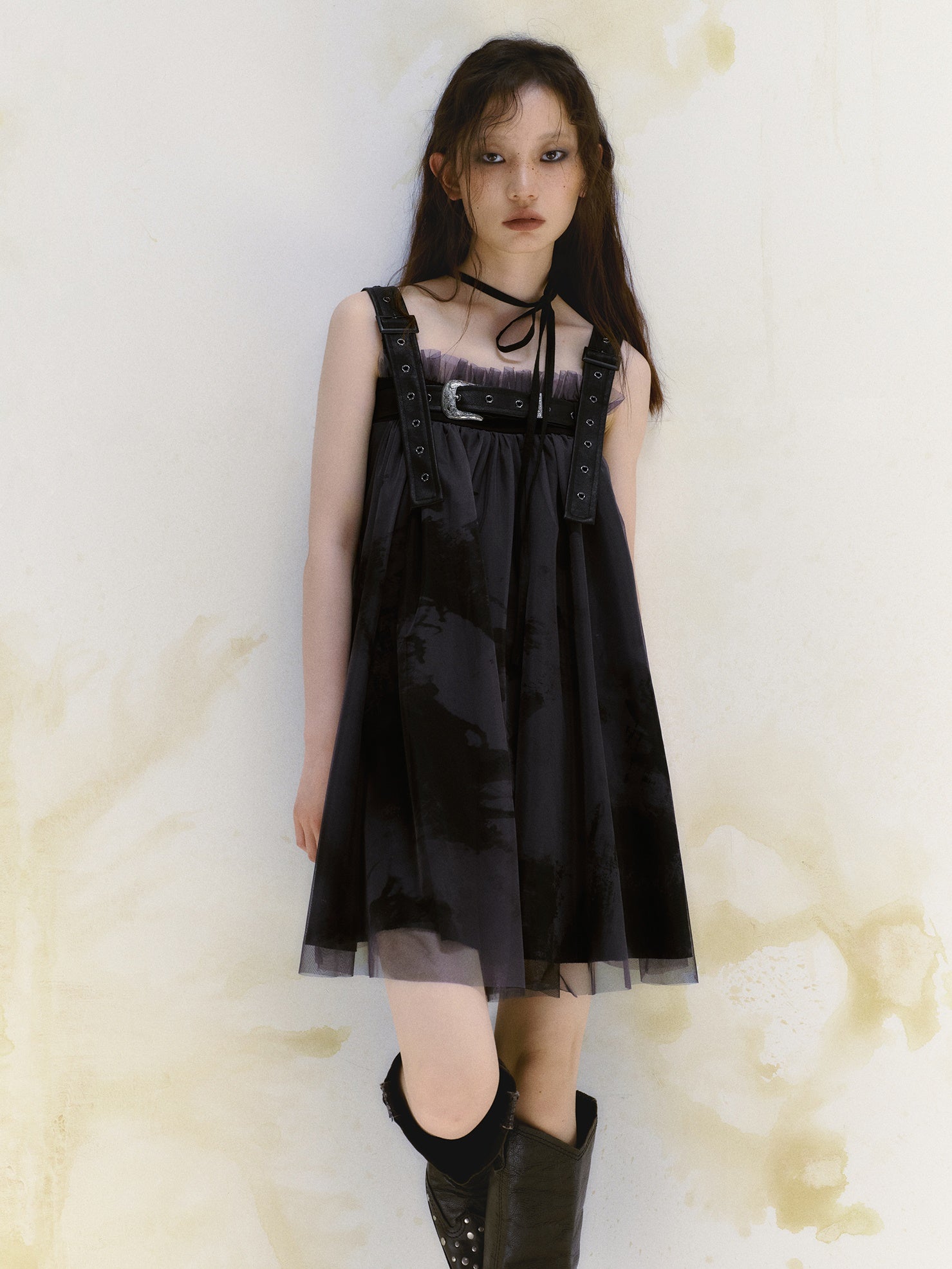 Belt Graffiti Suspender Dress