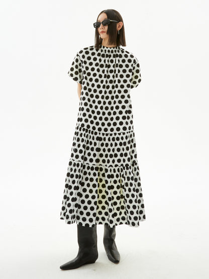 Polka Dot Puff -Ärmelkleid