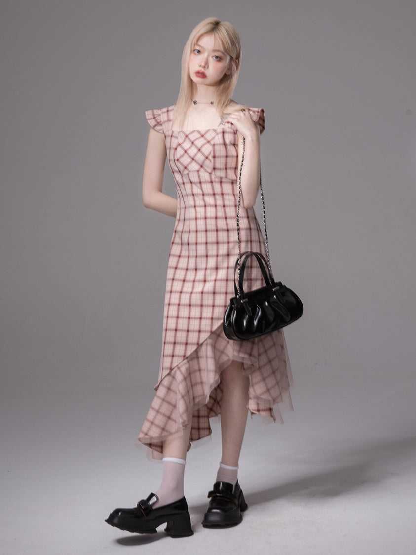 Fishtail Plaid IRREGULAR HEM ONE-PIECE