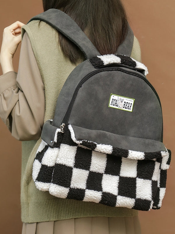 Lamb Velvet College Zipper Backpack