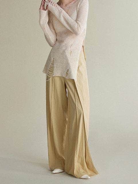 Draped Casual Wide-Leg Pants