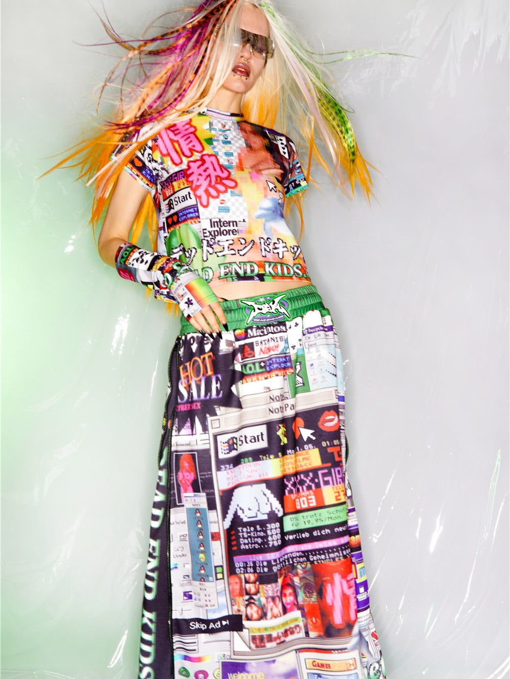 Poster Print Side Zipper A-Line Skirt