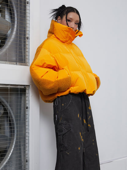 Stand Collar Orange Down Jacket