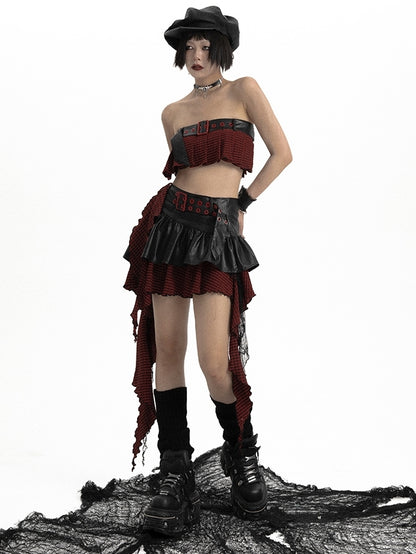 Y2K Goth Casual IRREGULAR SKIRT &amp; TUBE TOP