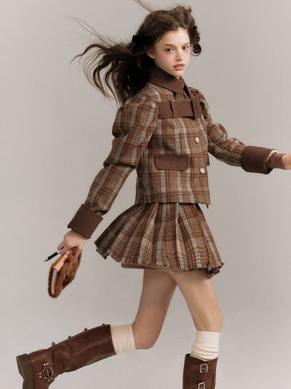 Plaid Belted Jacket