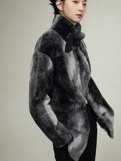 Eco-Friendly FUR MID-LENGTH LAMB WOOL COAT