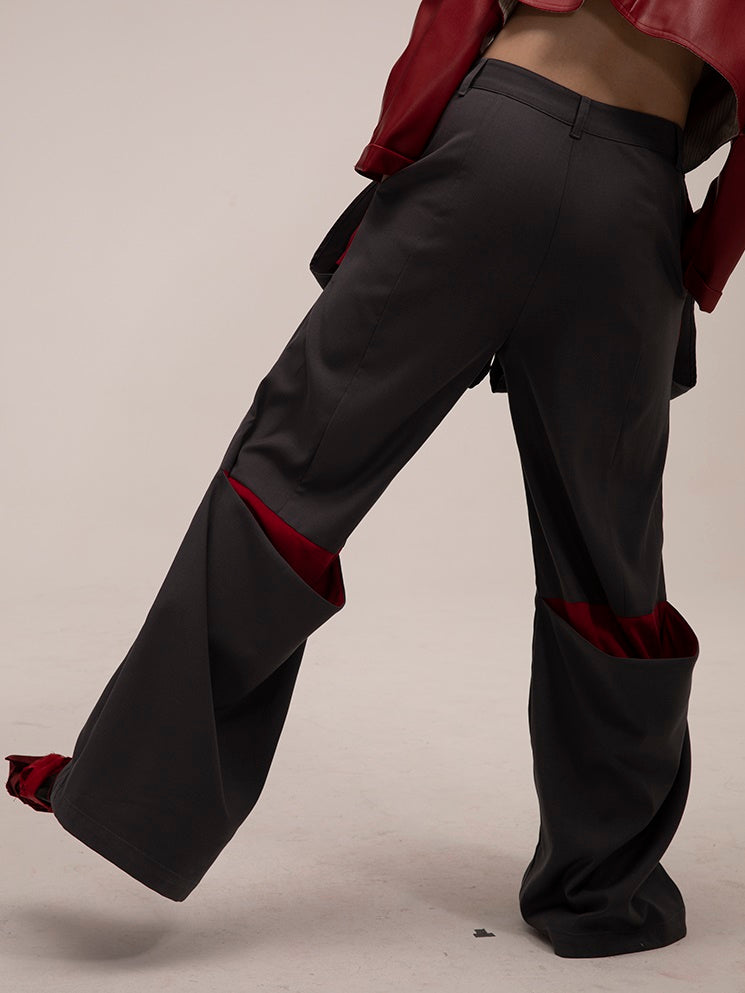 Low-waist Loose Straight-leg Pants