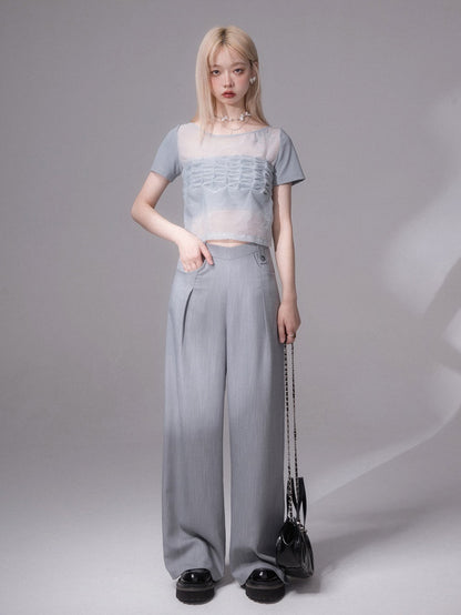 Pinched PLEAT SHEER T-SHIRT