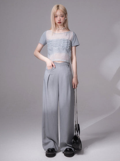 통풍이 잘되는 넓은 다리 바지