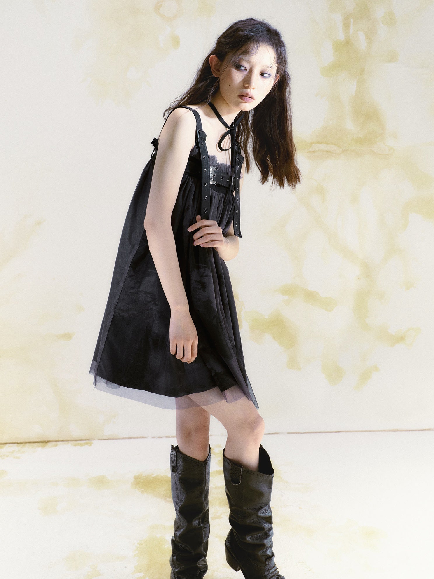 Belt Graffiti Suspender Dress