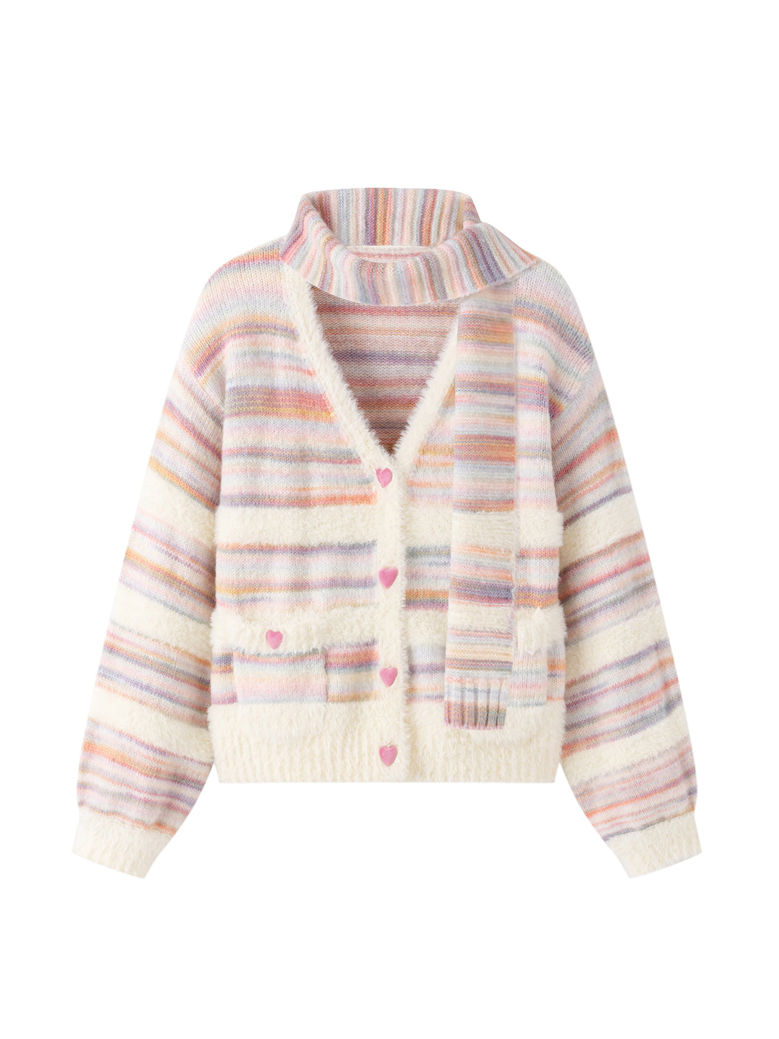 RAINBOW LOOSE V-NECK STRIPED CARDIGAN