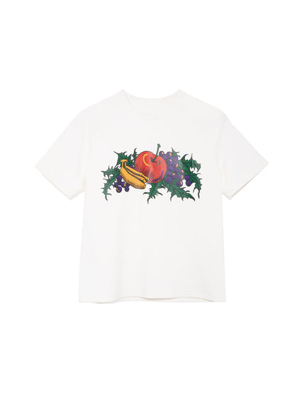 Oil Painting Fruit Printed Loose T-Shirt