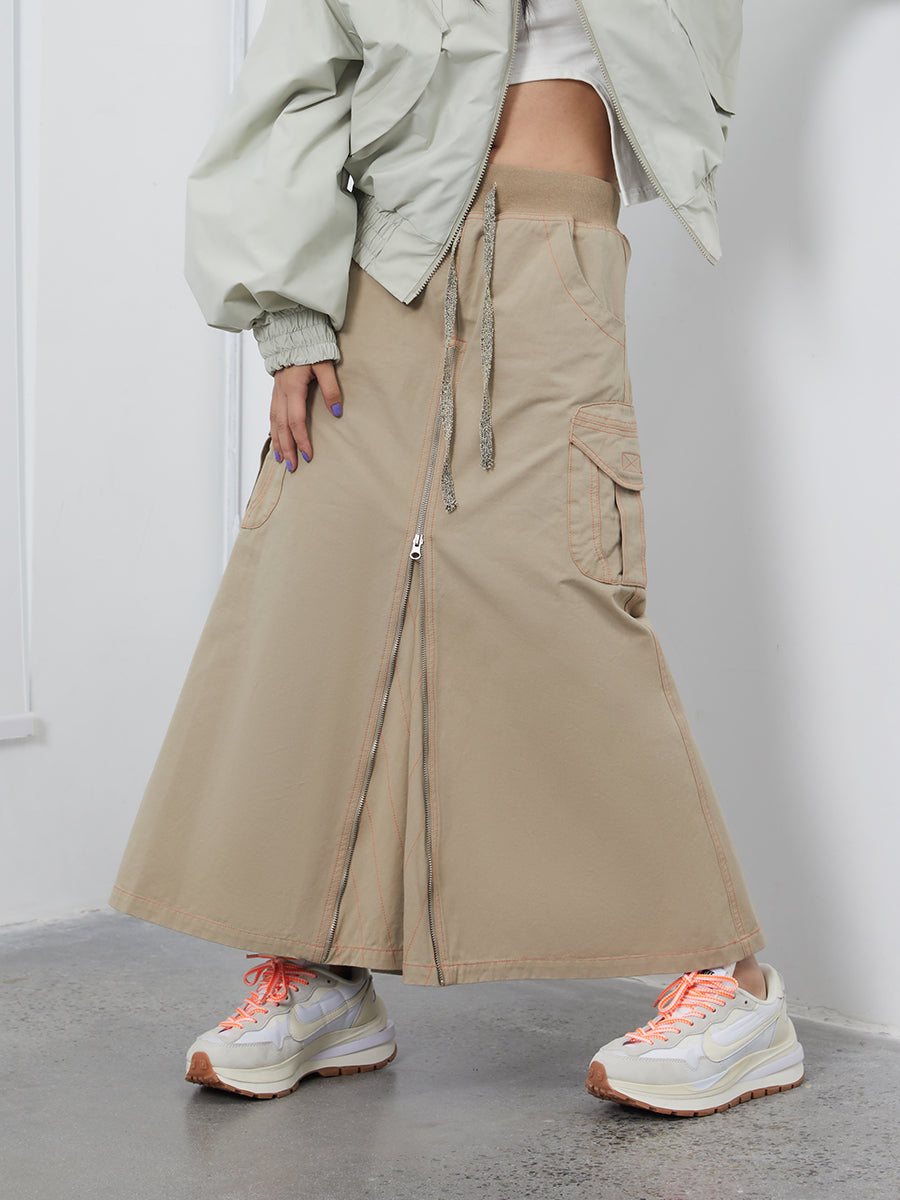 Mid-waist Multi-pocket Skirt