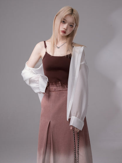 Metal Buckle Knitted Tassel Small Camisole