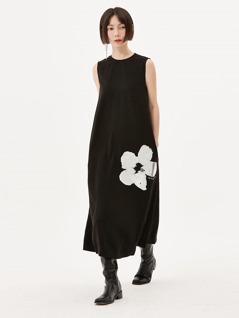 Flower a-line Sleevels Dress