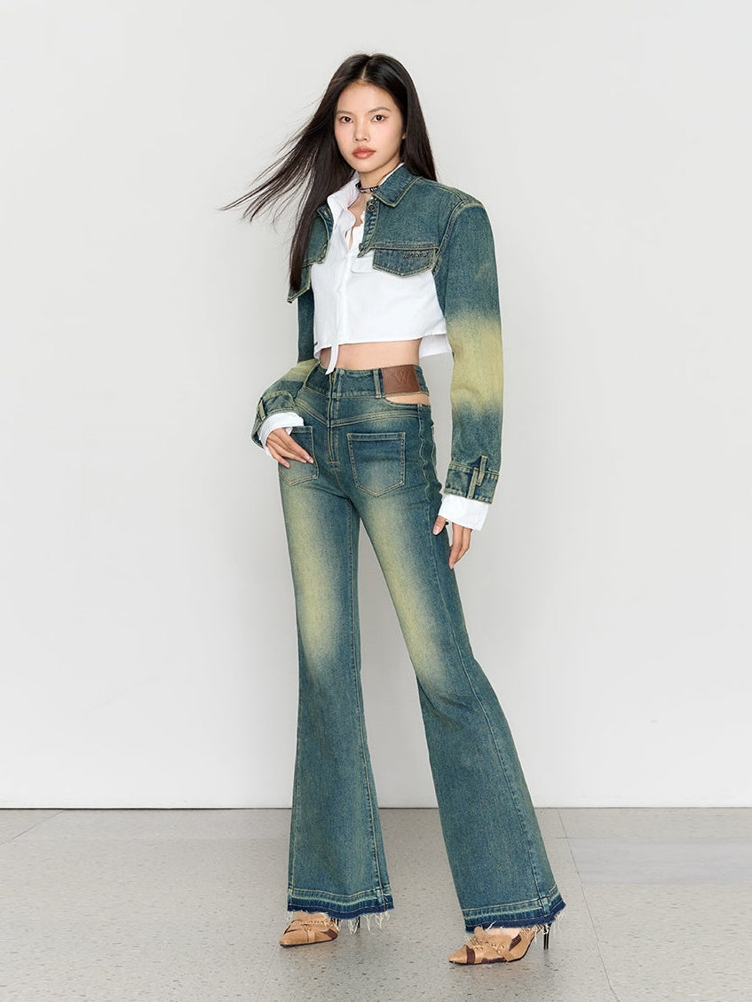 High Waist Retro Wash BootCut Jeans